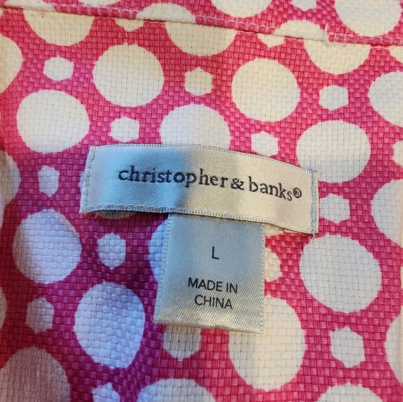 Christopher & Banks Pink and White Notched Collar Jean Jacket - Picture 6 of 7
